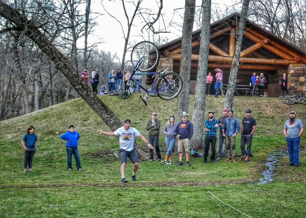The Bike Toss is an annual event at the Ozark Mountain Bike Festival.