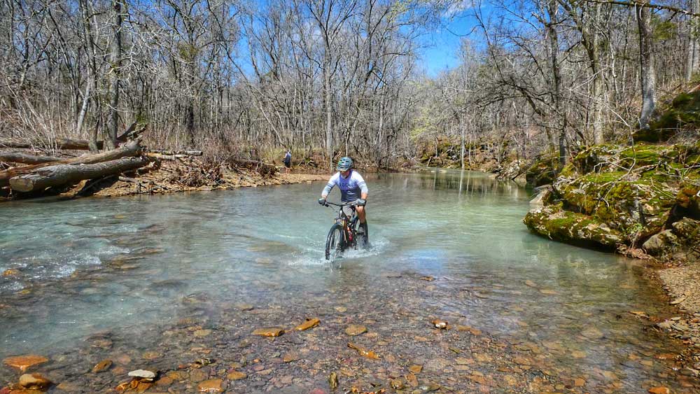 Crossing Lee Creek.