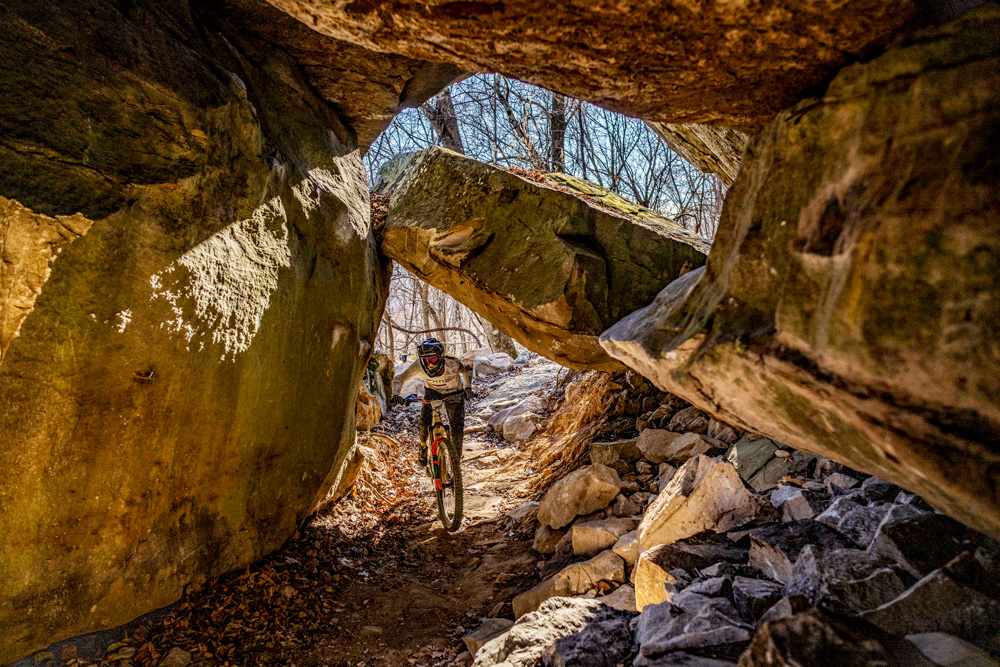 Rock features dot the trail system.