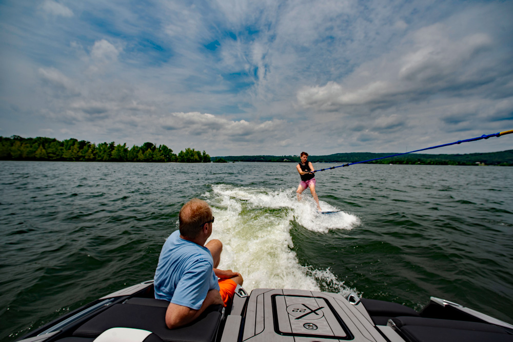 Skiing on Greers Ferry Lake.