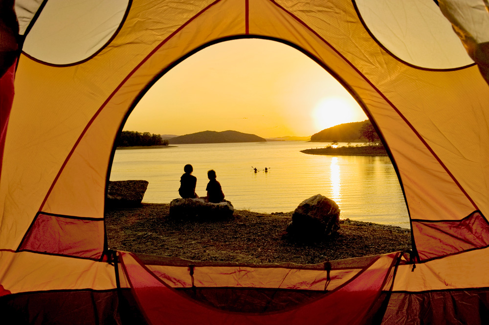 Walk-in tent sites at Lake Ouachita State Park.