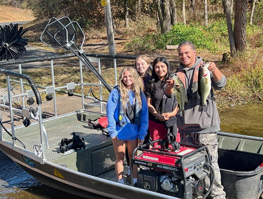 Students at Lincoln High School were able to take part in a supervised electrofishing session to learn how fisheries biologists estimate characteristics of fish populations in different waterbodes. Photo courtesy Hailey Robinson.
