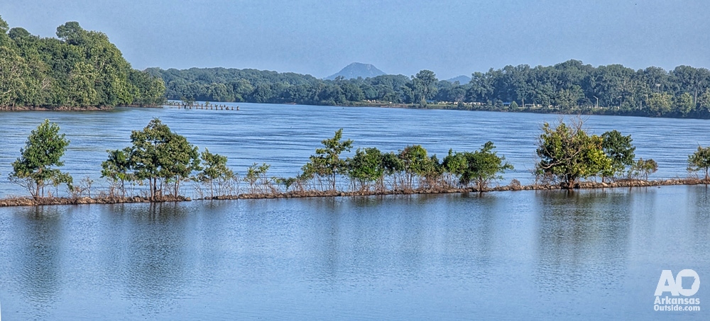 A view of Pinnacle Mountain from the Arkansas River Trail in North Little Rock.