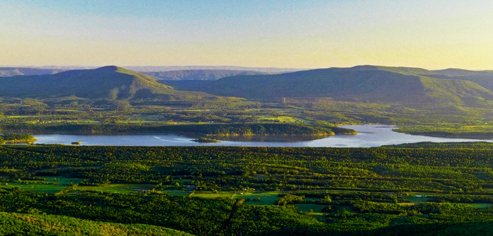 Mountain Lake photo taken from high up a neighboring mountain. Blue Mountain Lake drawdown