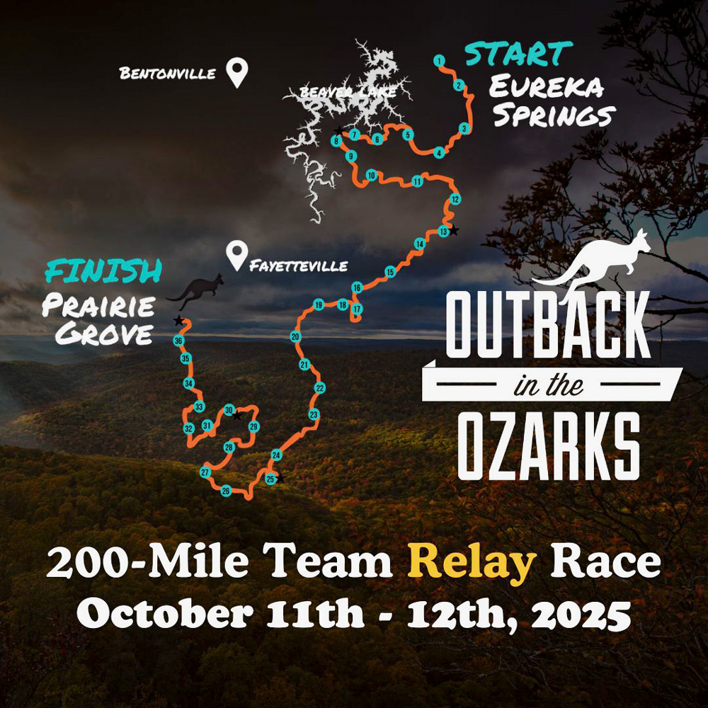 Map of Outback in the Ozarks Relay Run.