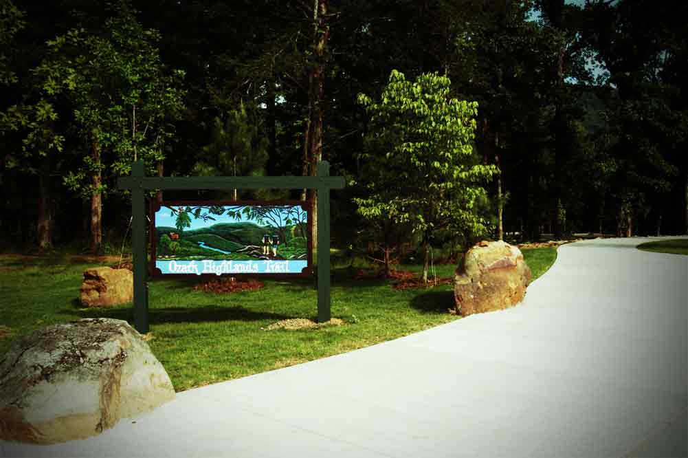 Starting the Ozark Highlands Trail at Lake Fort Smith State Park.