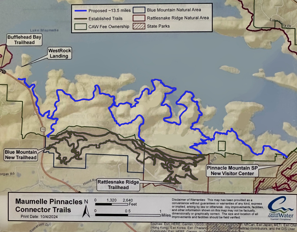 Map showing proposed trails and other current trails in the area.