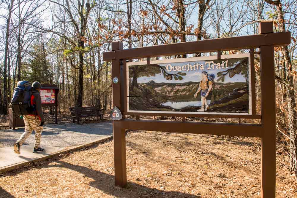 The eastern trailhead of the Ouachita National Trail in at Pinnacle Mountain State Park near Little Rock.