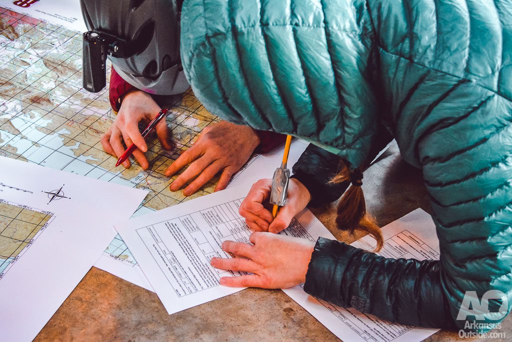 Plotting checkpoints at the start of the race.