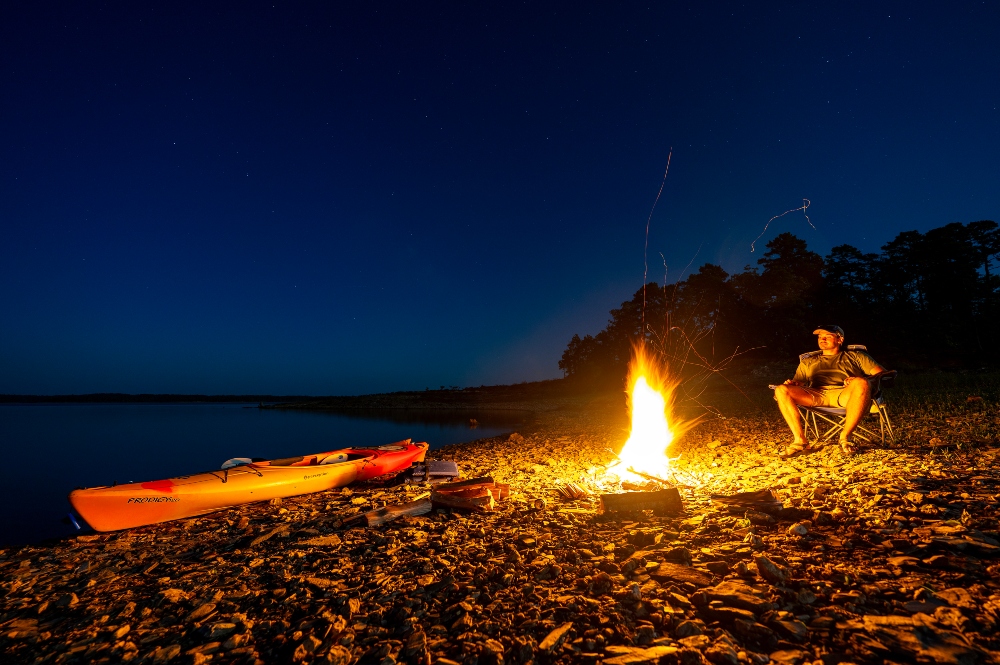 Island camping on Lake Ouachita.