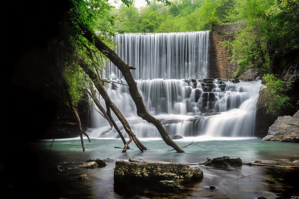 Mirror Lake Dam at Blanchard Caverns Recreation Area.