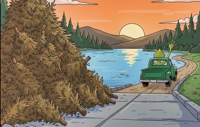 Used Christmas trees for fish habitat in Arkansas