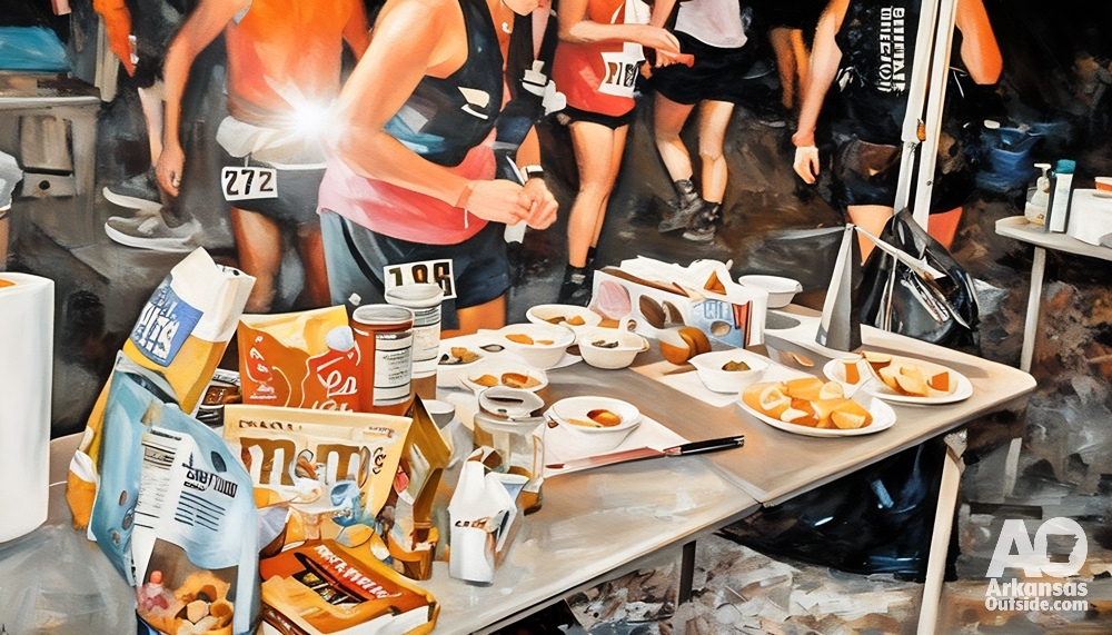 Crowded aid station.