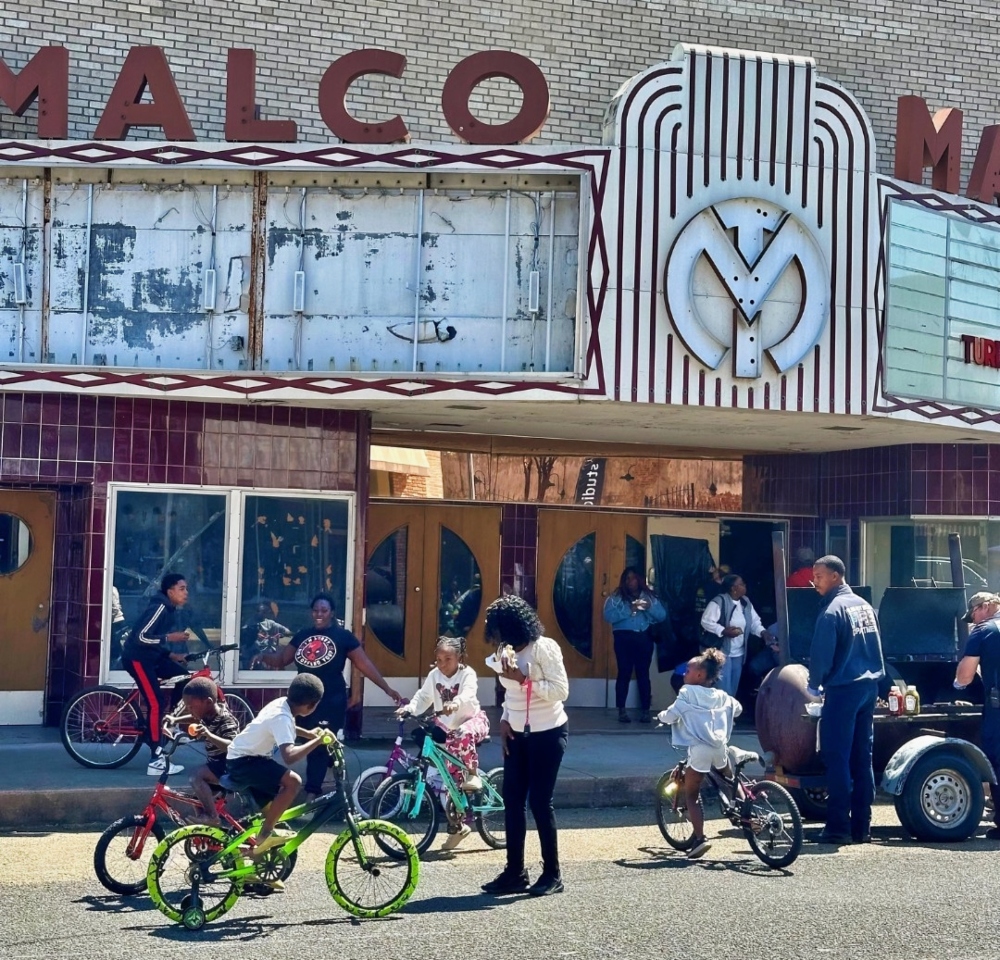 Families being introduced to cycling in downtown Helena.