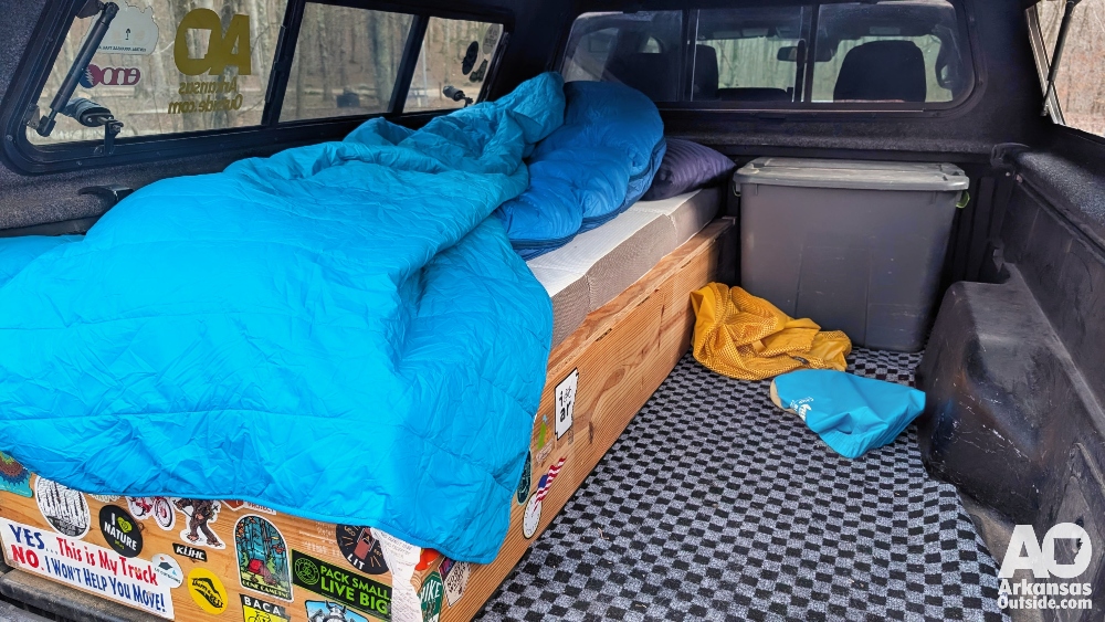 This set up makes it easy to drive into a campsite and crash out quickly.