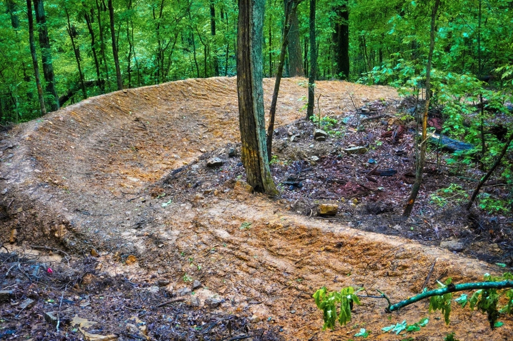 Early construction of one of the berms.