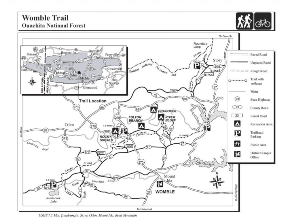 US Forest Service Map of the Womble Trail.