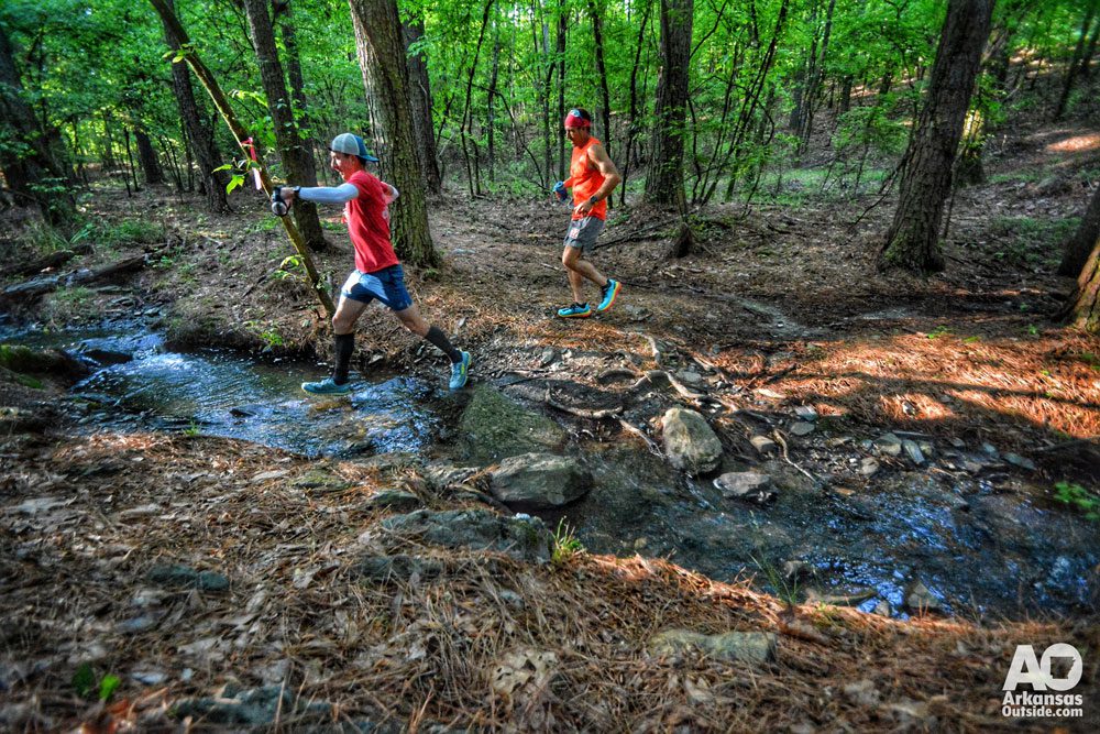 Runners on the Northwoods Trail System during the Mullet Trail Run in Hot Springs Arkansas