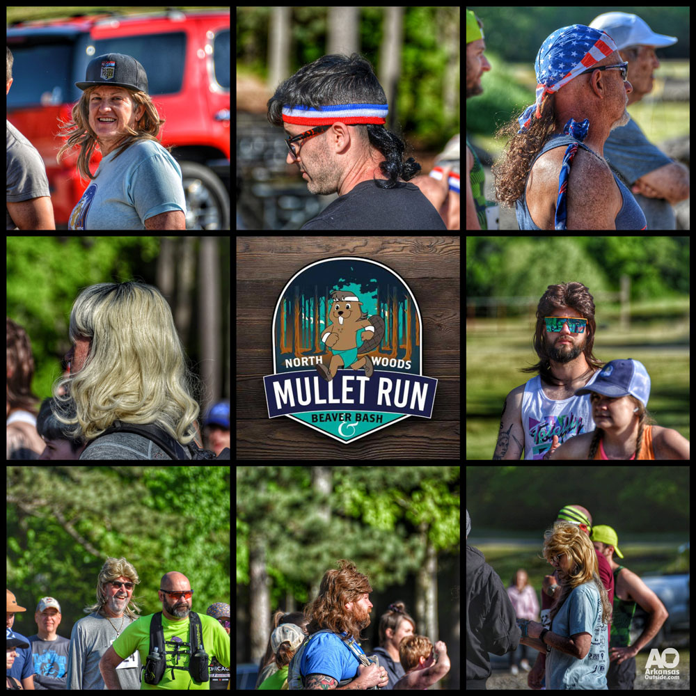 Participants wearing mullet wigs at the Northwoods Mullet Trail Run and Beaver Bash