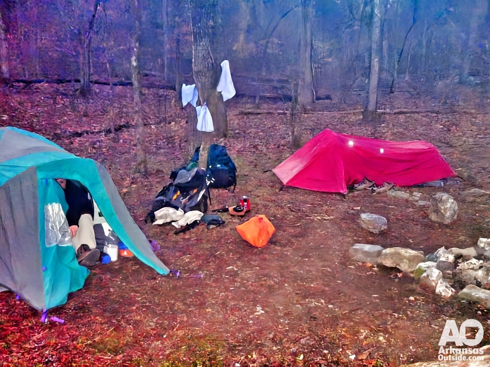 Campsite at Saline Creek on the Eagle Rock Loop, Ouachita National Forest, Arkansas