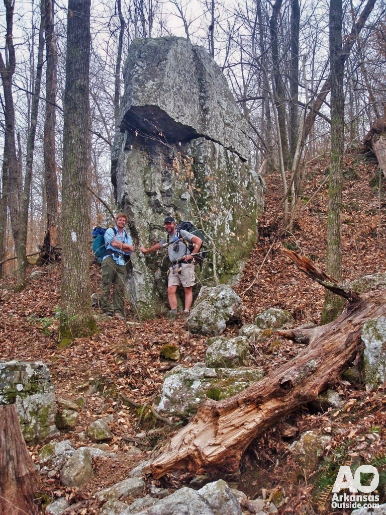 Unusual rock formation on the Eagle Rock Loop resembling an Easter Island statue, Ouachita Mountains