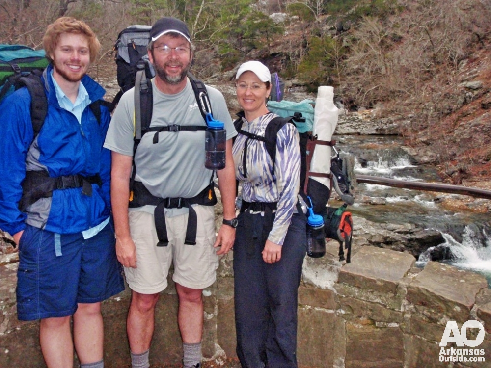 Family at Little Missouri Falls on the Eagle Rock Loop trail, Ouachita National Forest, Arkansas