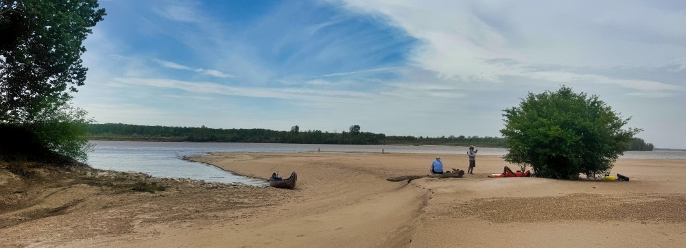 Taking a break in the middle of the Mississippi River.