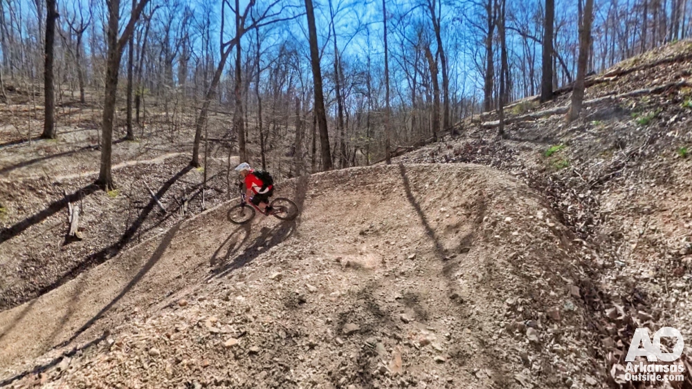 Riding big berms.