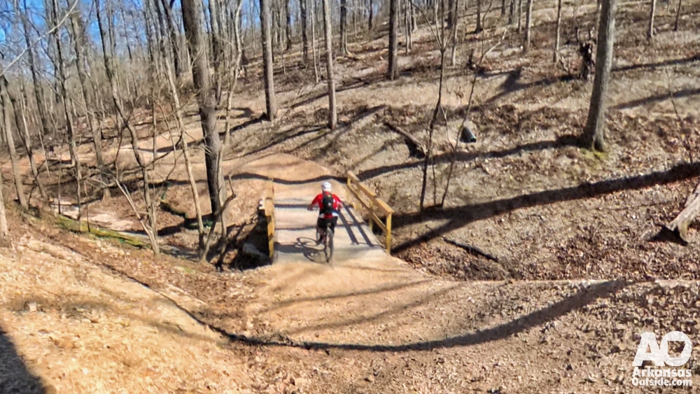 Riding some of the 20+ miles of trails at OZ Trails Bike Wood.