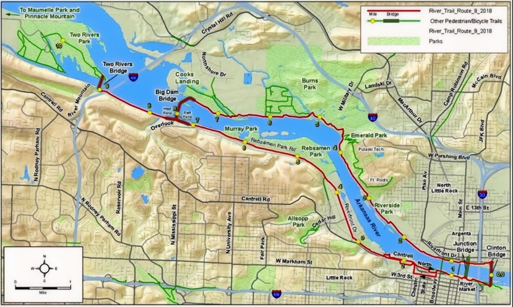 Map of the Arkansas River Trail Loop.