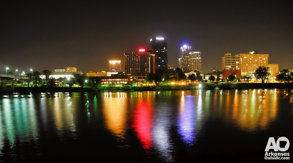 Looking back at the Little Rock Skyline from the North Little Rock section of the Arkansas River Trail.