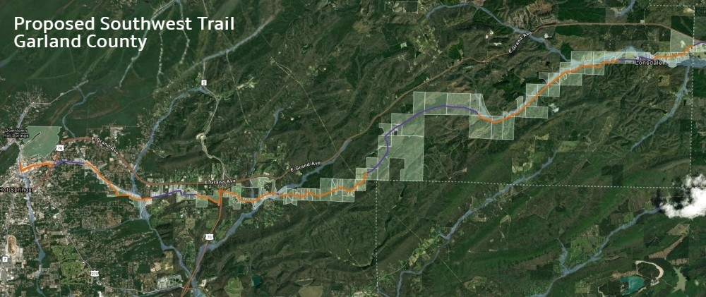 Proposed trail in Garland County.