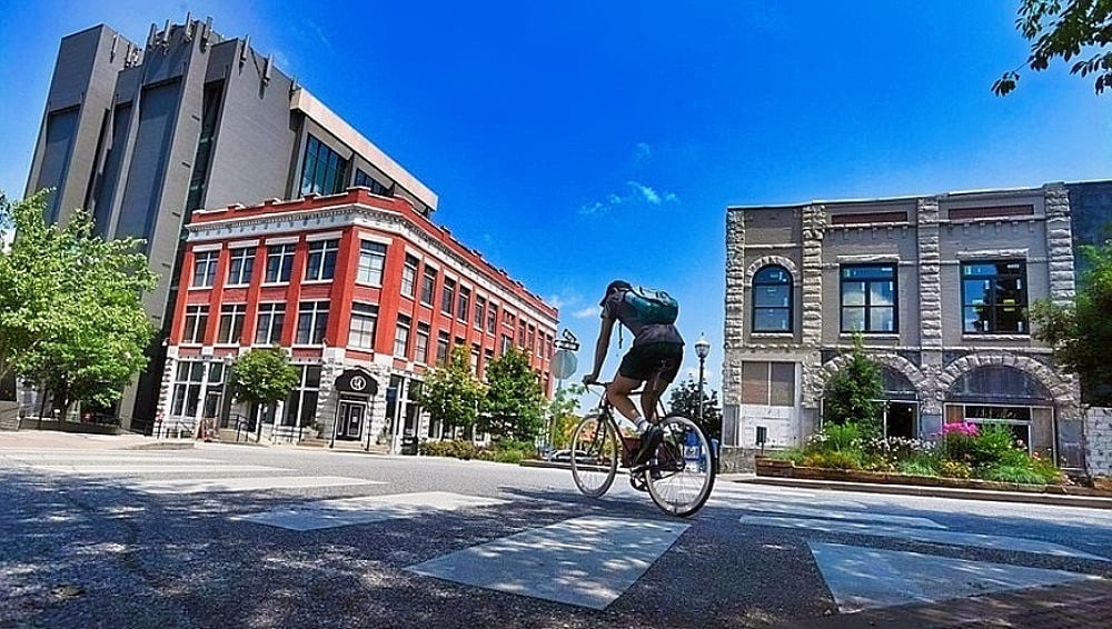 Fayetteville is the top-ranked cycling town in Arkansas.