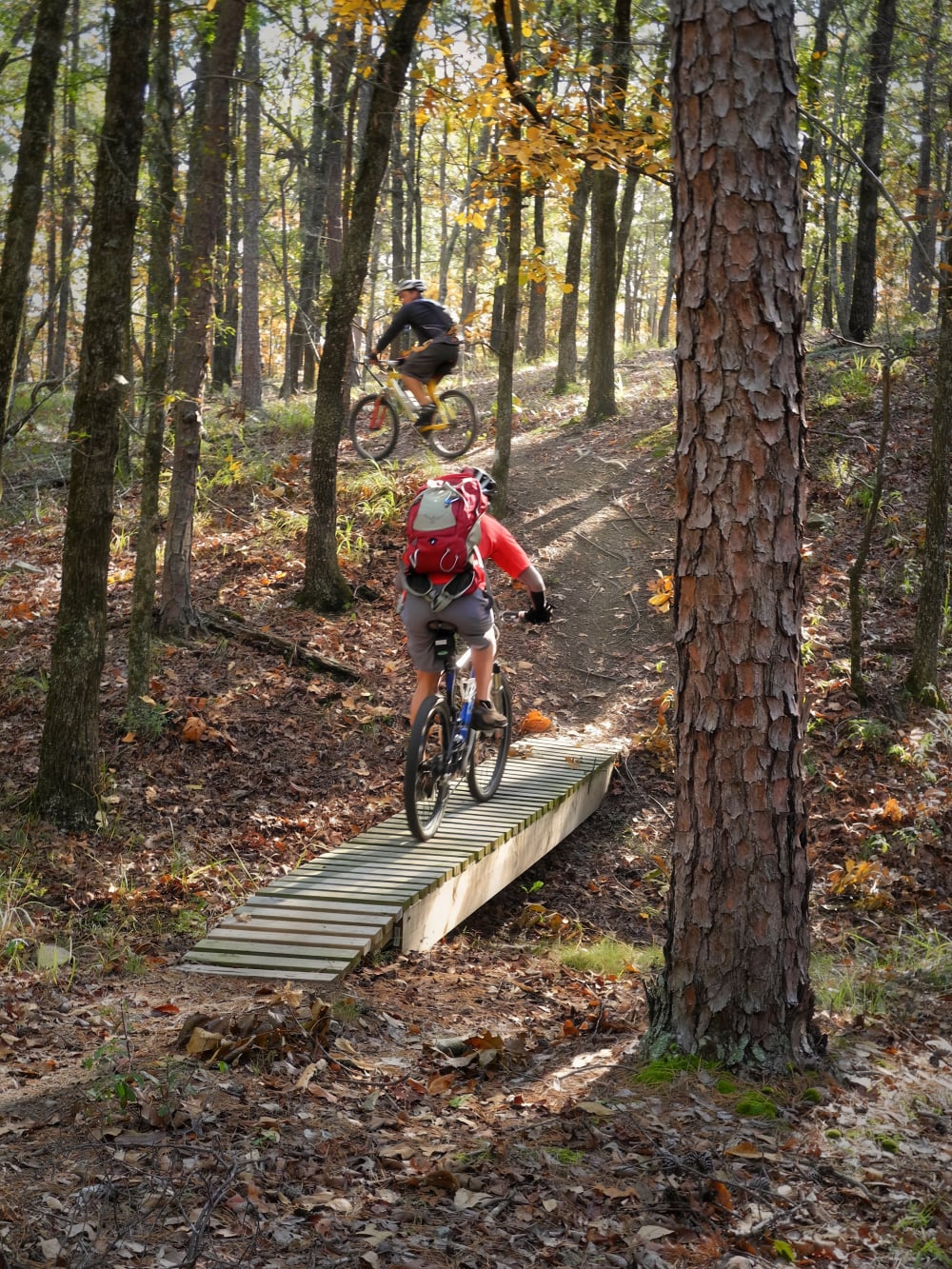 Cycling the old Jackfork Trail system at Pinnacle Mountain State Park during the Raid the Rock Adventure Race.