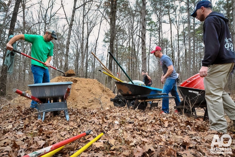 Teams of volunteers working on the Boyle Park Trails.