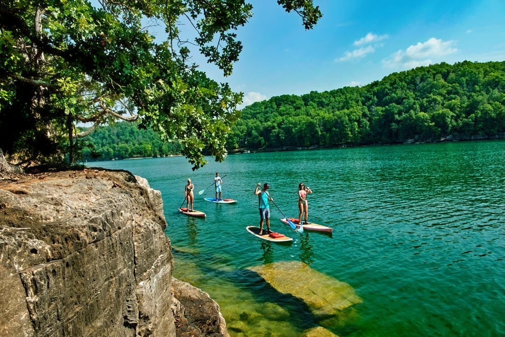 Paddleboarding on Beaver Lake.