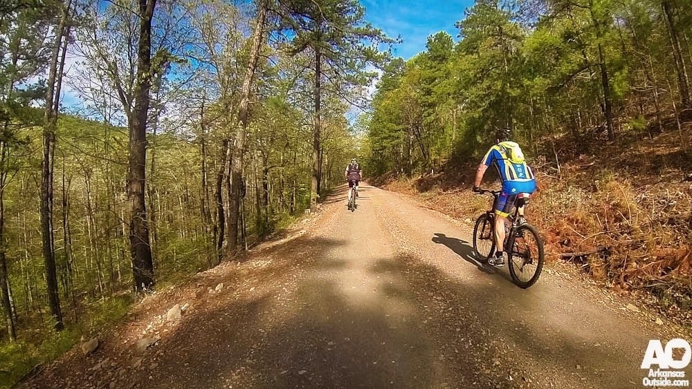 Climbing through the Ouachita Mountains during the Slobberknocker Race.