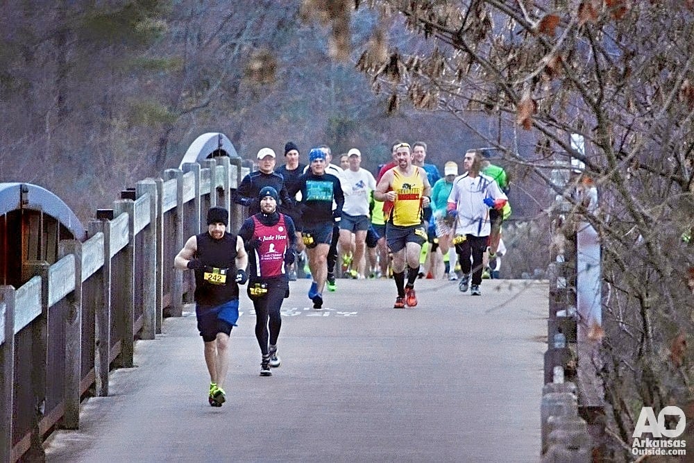 Early in the first 3 Bridges Marathon.