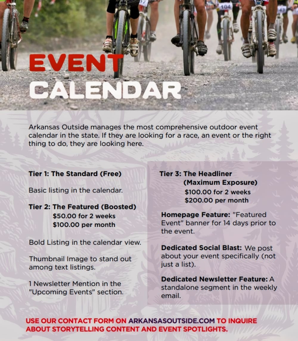 Arkansas Outside Event Promotional Tiers.