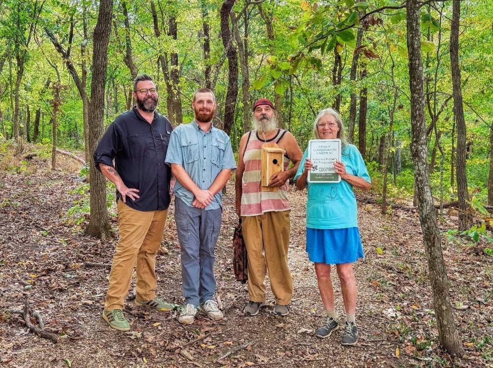 NWALT staff with landowners Joanie Patterson and Donald Oulette.-Northwest Arkansas Land Trust