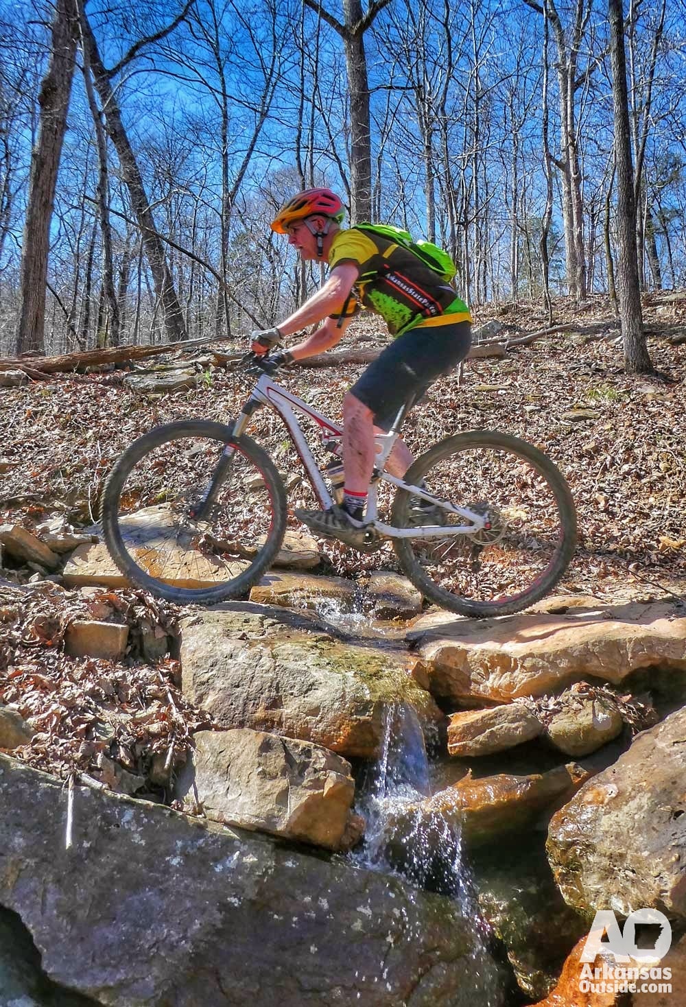 Tim Scott riding some of the Monument Trails at Devil's Den State Park.